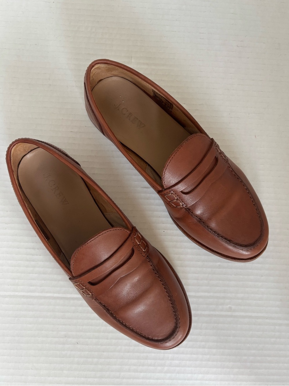 J.CREW Ryan Penny Loafer Women's 6.5 Tan Brown Leather Slip On Flats H8200 - Picture 2 of 10